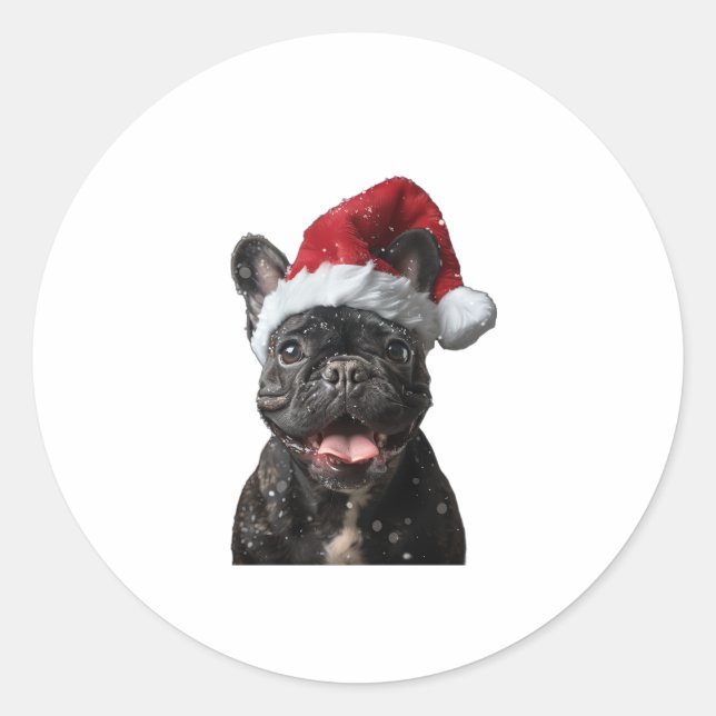 Sticker Rond Noël des Bulldog français (Devant)