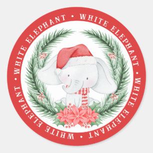 Sticker Rond Noël des éléphants blancs