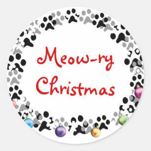 Sticker Rond Noël des Meow-ry