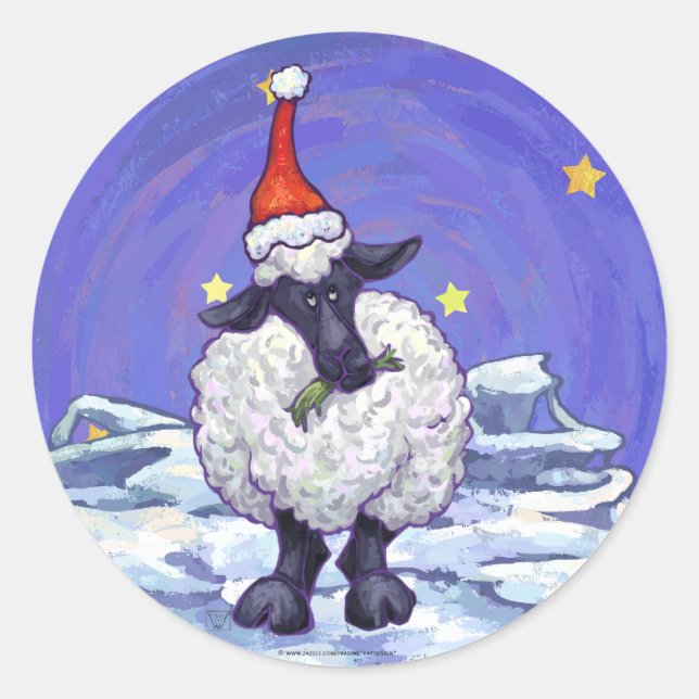 Sticker Rond Noël des moutons (Devant)