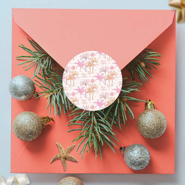 Sticker Rond Noël des palmiers tropicaux (Créateur téléchargé)