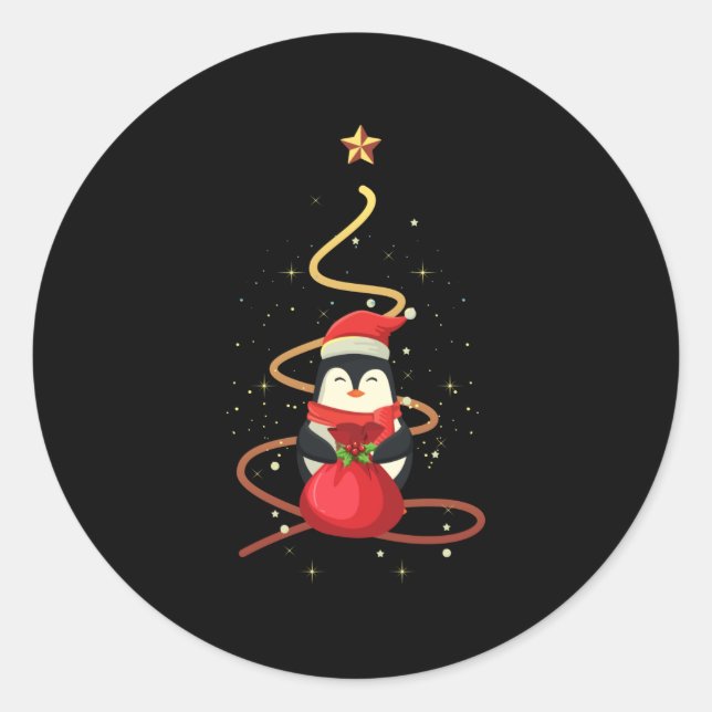 Sticker Rond Noël des pingouins (Devant)