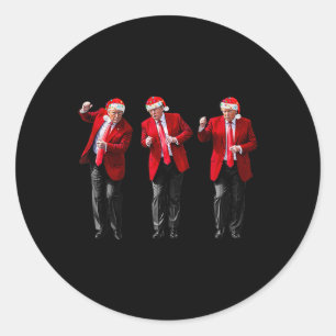 Sticker Rond Noël Donald Trump Président 2024 Dancing Funn