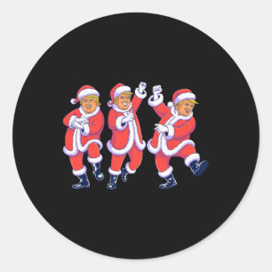 Sticker Rond Noël Donald Trump Président 2025 Danse Drôle