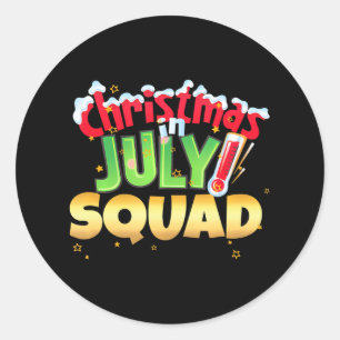 Sticker Rond Noël drôle en juillet Squad Summer Group Père Noël