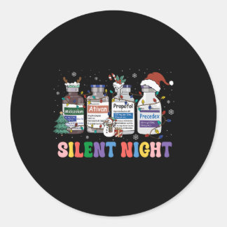 Sticker Rond Noël drôle infirmière médicale Noël Icu Nicu R