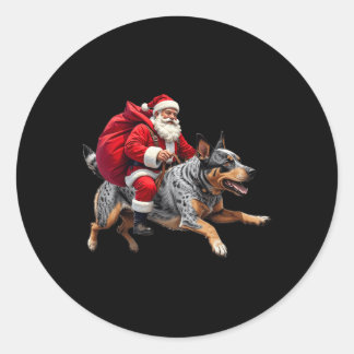 Sticker Rond Noël du chien de bétail australien de Père Noël