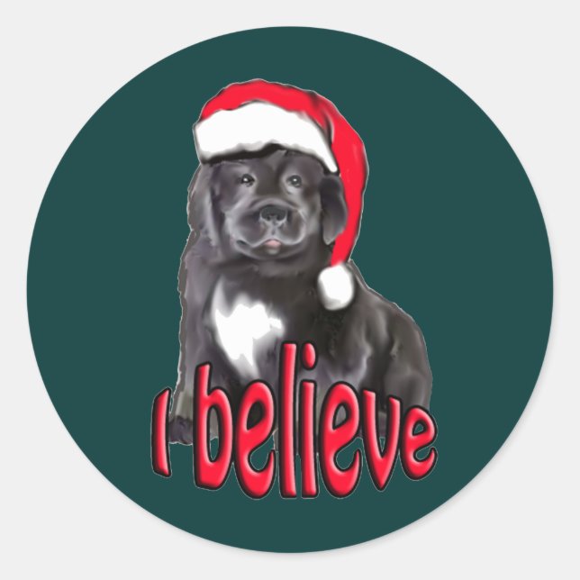 Sticker Rond Noël du chiot nouveau (Devant)