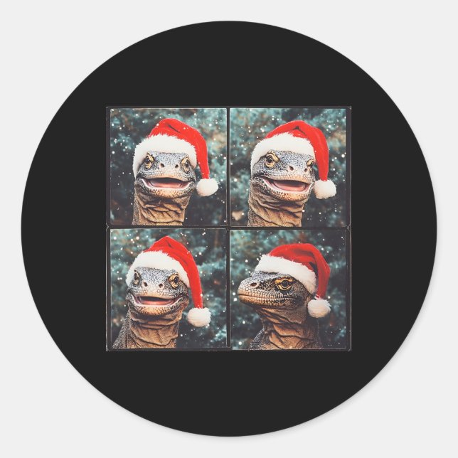 Sticker Rond Noël du Dragon de Komodo (Devant)
