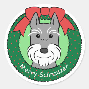 Sticker Rond Noël du géant Schnauzer