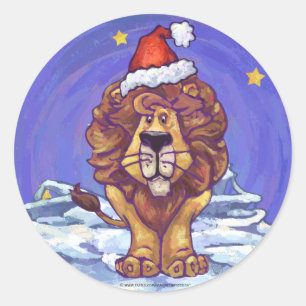 Sticker Rond Noël du lion