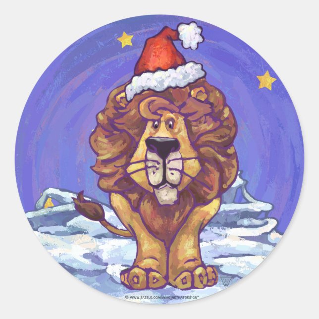Sticker Rond Noël du lion (Devant)
