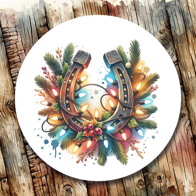 Sticker Rond Noël du Pays et de l'Ouest Rustique (Créateur téléchargé)