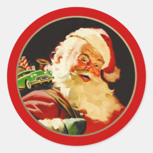 Sticker Rond Noël du Père Noël vintage