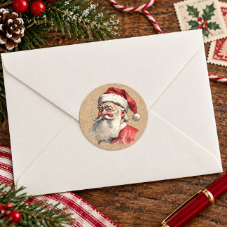Sticker Rond Noël du Père Noël vintage