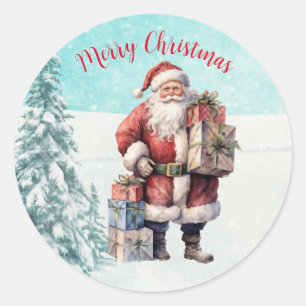Sticker Rond Noël du Père Noël vintage