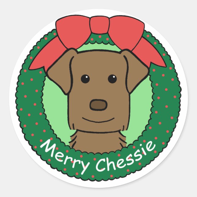 Sticker Rond Noël du Retrieur de la baie Chesapeake (Devant)