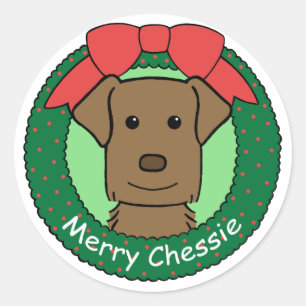 Sticker Rond Noël du Retrieur de la baie Chesapeake