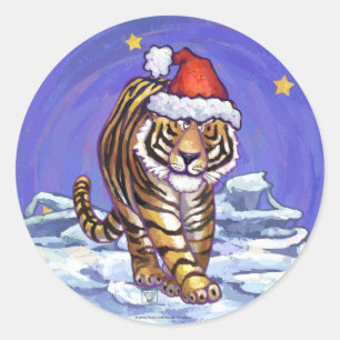 Sticker Rond Noël du tigre