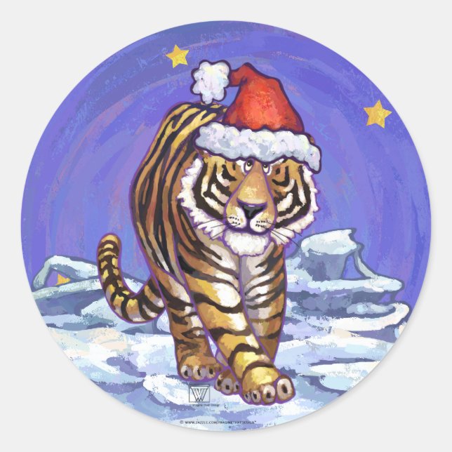 Sticker Rond Noël du tigre (Devant)