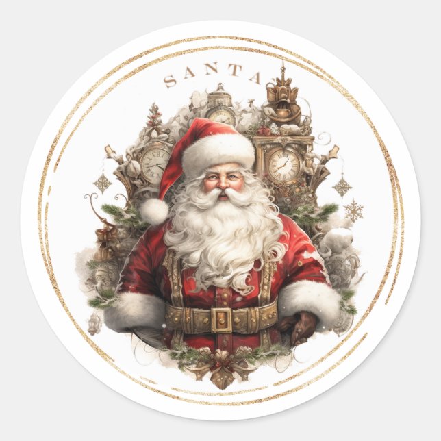 Sticker Rond Noël du Vieux-Monde Père Noël (Devant)