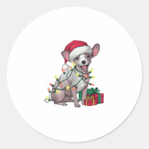 Sticker Rond Noël Éclairage Santa Chapeau Mexicain Chiens sans