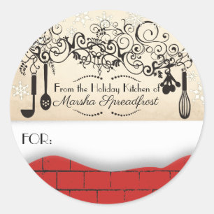 Sticker Rond Noël en brique de la cuisine de l'autocollant