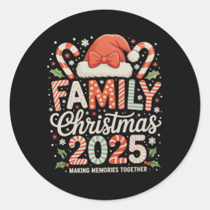 Sticker Rond Noël en famille 2025 tenue de fête de Noël assorti