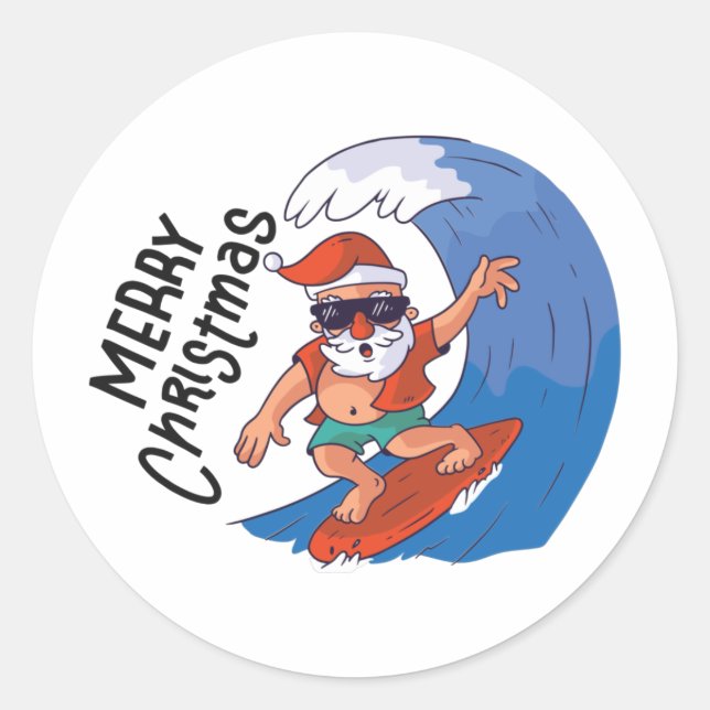 Sticker Rond Noël en juillet Carte (Devant)