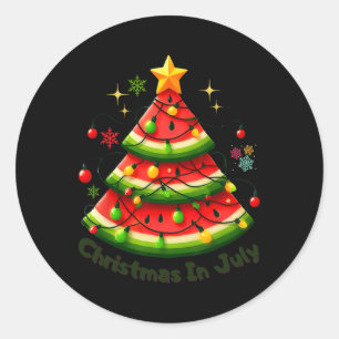 Sticker Rond Noël En Juillet Funny Watermelon Noël Summe
