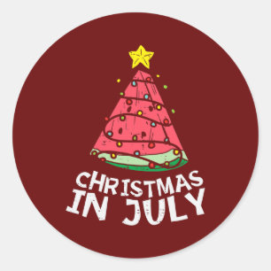 Sticker Rond Noël En Juillet Pastèque Noël Arbre Hommes D'Été