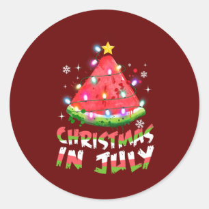 Sticker Rond Noël En Juillet Pastèque Noël Arbre Hommes D'Été