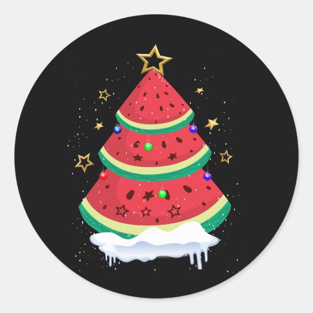 Sticker Rond Noël En Juillet Pastèque Noël Trois Été (Devant)