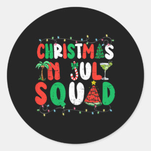 Sticker Rond Noël En Juillet Squad Drôle Été Noël Hommes Femmes