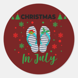 Sticker Rond Noël en juillet Summer Beach Vacances Retourner