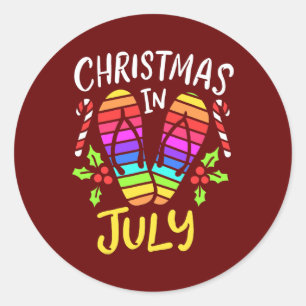 Sticker Rond Noël En Juillet Vacances D'Été