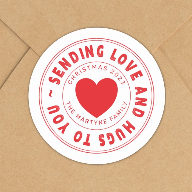 Sticker Rond Noël Envoi d'amour et de câlins Personnalisé (Créateur téléchargé)