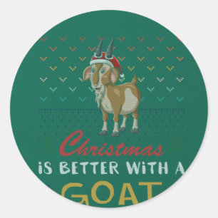 Sticker Rond Noël Est Meilleur Avec Une Chèvre Vilaine Chèvre V