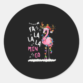 Sticker Rond Noël - Fa-La-La-Mingo Flamant rose avec Noël