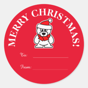 Sticker Rond Noël fait sur commande Père Noël à et des