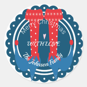 Sticker Rond Noël Fête des pieds elfes