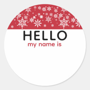 Sticker Rond Noël Fête Neige Bonjour Mon Nom