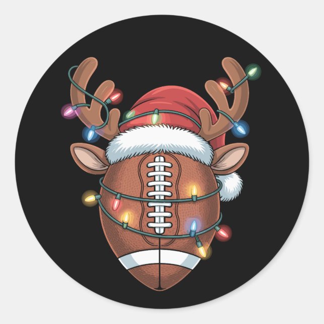 Sticker Rond Noël Football Amour Santa Hat Sports Noël (Devant)