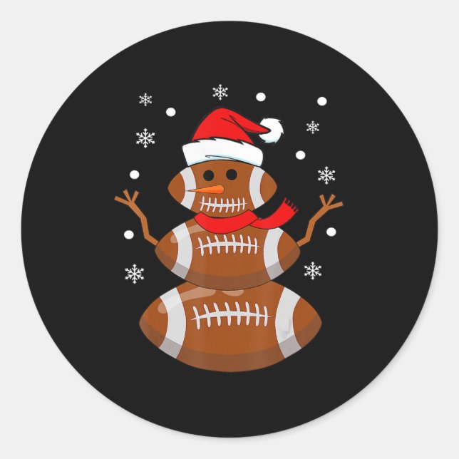 Sticker Rond Noël Football Snowman Kids Football Noël (Devant)