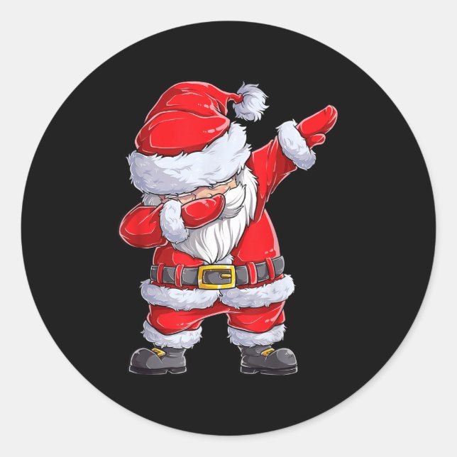 Sticker Rond Noël Garçons Dabbing Père Noël Filles Drôle Xma (Devant)