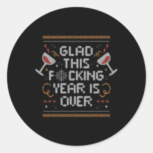 Sticker Rond Noël Glad Cette Année Fcccale Est Terminée - Drôle