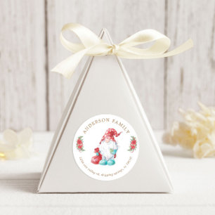 Sticker Rond Noël Gnome Joyeuses Fêtes