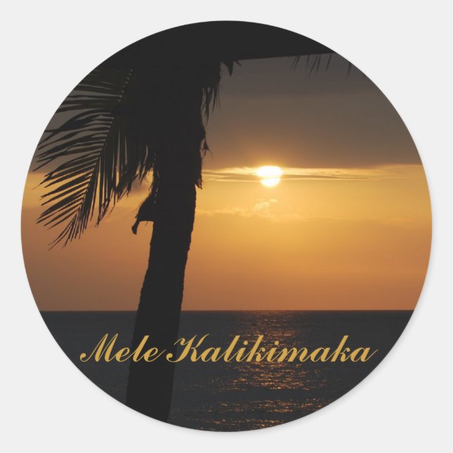 Sticker Rond Noël Hawaiian Mele Kalikimaka (Devant)