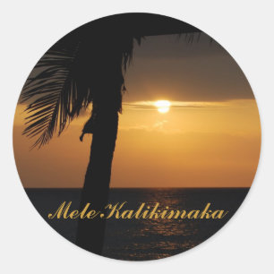 Sticker Rond Noël Hawaiian Mele Kalikimaka