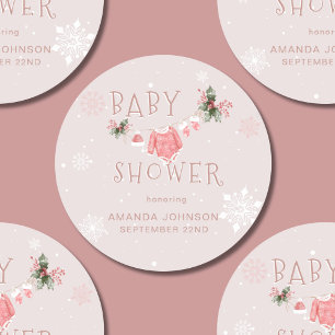 Sticker Rond Noël Hiver Il fait froid Baby shower dehors
